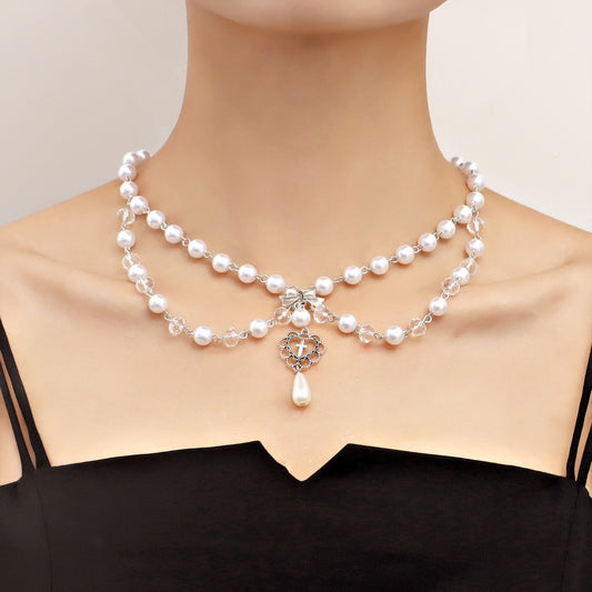 Double Layer Bright Pearl Necklace